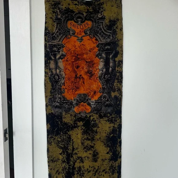 Jean Paul Gaultier Orange and Black Maxi Skirt - Picture 6 of 8